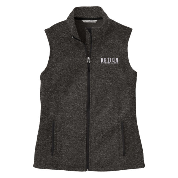 Embroidered Nation Kitchen and Bar - Ladies Sweater Fleece Vest Thumbnail